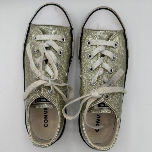 Converse Chuck Taylor All Star Low-Top Sneakers Gold Glitter Girls 2 - Picture 5 of 7